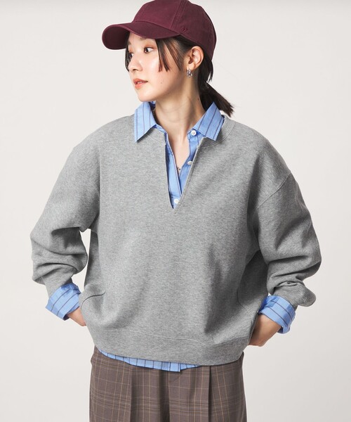 green label relaxing(グリーンレーベルリラクシング)の「【WEB限定】<at ease>ダブルフェイス Vネック プルオーバー カットソー(Tシャツ/カットソー・レディース・ブラック/ライトグレー/ナチュラル・FREE)」の16枚目の写真