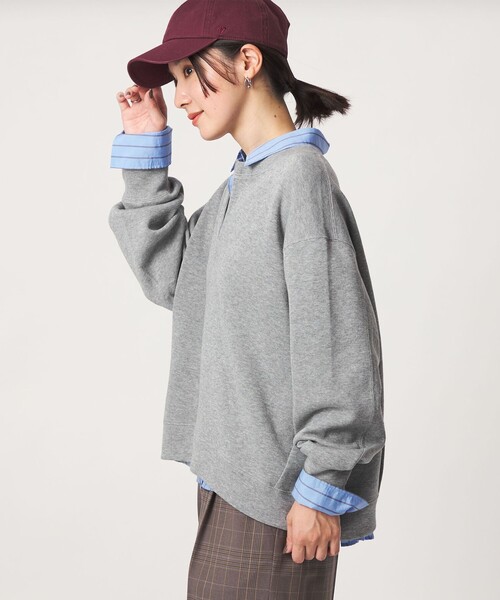 green label relaxing(グリーンレーベルリラクシング)の「【WEB限定】<at ease>ダブルフェイス Vネック プルオーバー カットソー(Tシャツ/カットソー・レディース・ブラック/ライトグレー/ナチュラル・FREE)」の17枚目の写真
