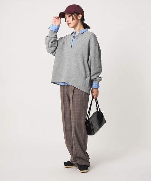 green label relaxing(グリーンレーベルリラクシング)の「【WEB限定】<at ease>ダブルフェイス Vネック プルオーバー カットソー(Tシャツ/カットソー・レディース・ブラック/ライトグレー/ナチュラル・FREE)」の20枚目の写真