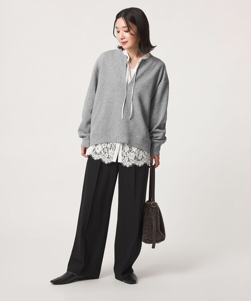 green label relaxing(グリーンレーベルリラクシング)の「【WEB限定】<at ease>ダブルフェイス Vネック プルオーバー カットソー(Tシャツ/カットソー・レディース・ブラック/ライトグレー/ナチュラル・FREE)」の22枚目の写真