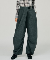 【2026Winter Pre-Order】アシメタックベルトウールパンツ / Asymmetrical Tuck Belt Wool Pants