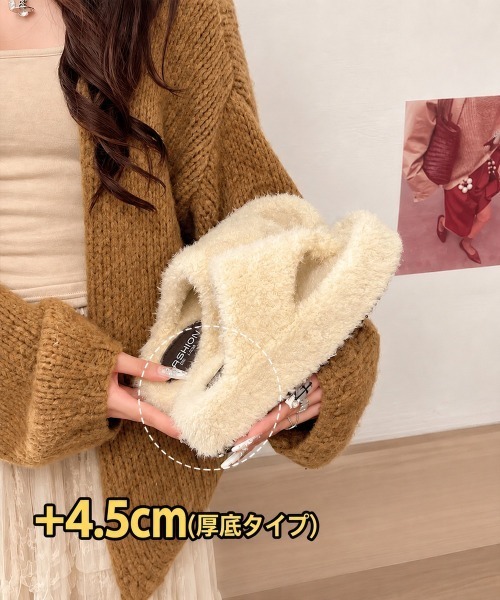 Miniministore(ミニミニストア)の「ふわふわファートングサンダル冬用スリッパ(サンダル・レディース・オリーブ/アイボリー/ブラック/ブラウン・24.5cm/24.0cm/23.5cm/23.0cm/22.5cm)」の10枚目の写真