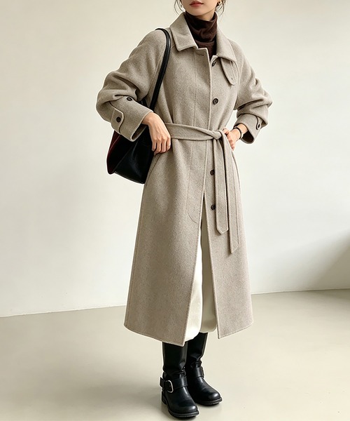 Doux Belle(ドゥーベル)の「チンストラップ×2WAYロングステンカラーコート(ステンカラーコート・レディース・グレー/ブラック/グレイッシュベージュ・FREE)」の17枚目の写真