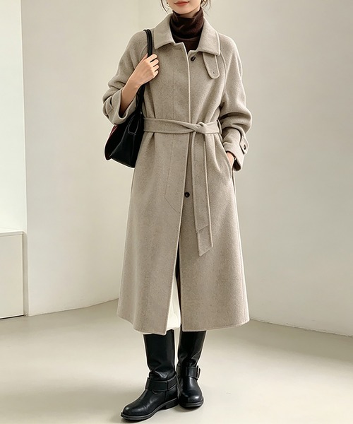 Doux Belle(ドゥーベル)の「チンストラップ×2WAYロングステンカラーコート(ステンカラーコート・レディース・グレー/ブラック/グレイッシュベージュ・FREE)」の18枚目の写真
