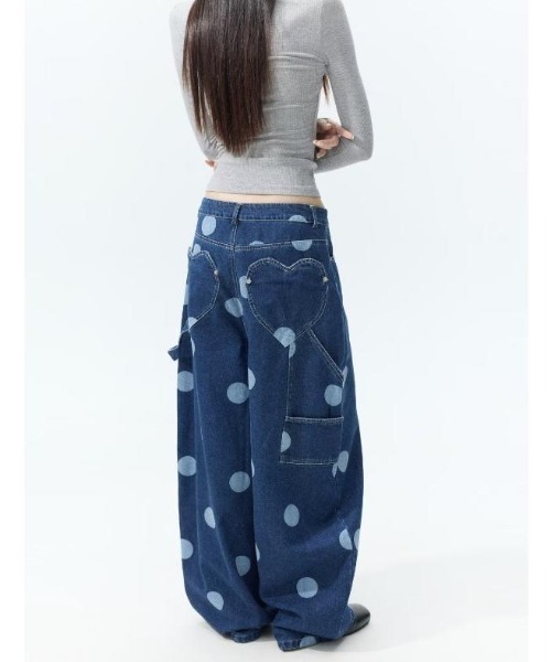 center i(センターアイ)の「ドット総柄 ルーズワイドデニムパンツ(デニムパンツ・レディース・ブルー・M/S)」の17枚目の写真