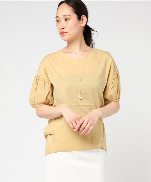 Honeys（ハニーズ）の「バルーン袖アクセ付ブラウス（シャツ/ブラウス・レディース・ネイビー/イエロー/モカ/ホワイト・M/S/L）」の4枚目の写真