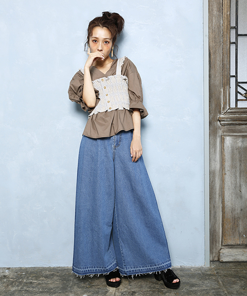 セール】シャーリングビスチェ（キャミソール）｜one after another