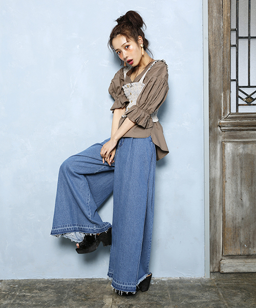 one after another NICE CLAUP（ワンアフターアナザーナイスクラップ）の「シャーリングビスチェ（キャミソール・レディース・ベージュ系その他/ブラック/グレー系その他・FREE）」の9枚目の写真