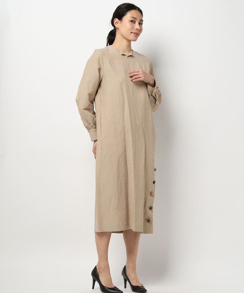 VINCA TOKYO（ヴィンカトーキョー）の「【VINCA TOKYO】Linen shirt dress（ワンピース・レディース・ライトグレー/ベージュ・1）」の2枚目の写真