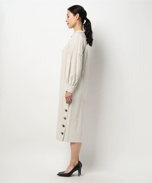 VINCA TOKYO（ヴィンカトーキョー）の「【VINCA TOKYO】Linen shirt dress（ワンピース・レディース・ライトグレー/ベージュ・1）」の3枚目の写真