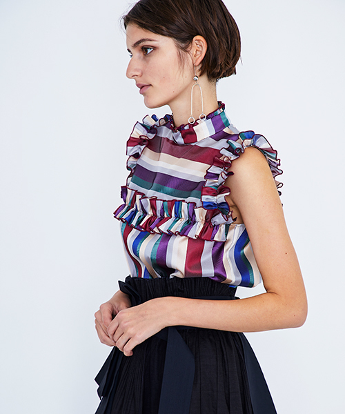 UNITED TOKYO（ユナイテッドトウキョウ）の「シルクアセストライプブラウス（シャツ/ブラウス・レディース・ピンク/マルチ・1）」の4枚目の写真