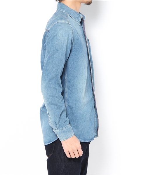 HYSTERIC GLAMOUR（ヒステリックグラマー）の「LU加工デニム 長袖ワークSH（シャツ/ブラウス・メンズ・インディゴブルー・SMALL/MEDIUM/LARGE）」の2枚目の写真