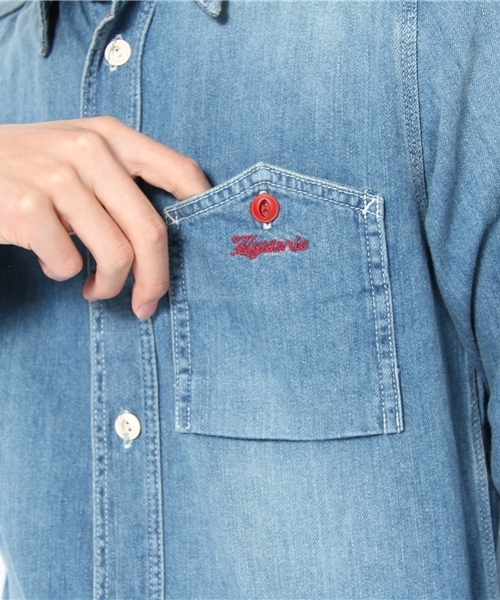HYSTERIC GLAMOUR（ヒステリックグラマー）の「LU加工デニム 長袖ワークSH（シャツ/ブラウス・メンズ・インディゴブルー・SMALL/MEDIUM/LARGE）」の5枚目の写真