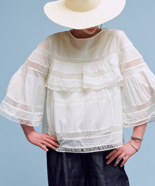 Siiwa シーワ の Siiwa レース切り替えブラウス シャツ ブラウス Wear Siiwa シーワ の Siiwa レース切り替えブラウス シャツ ブラウス Wear