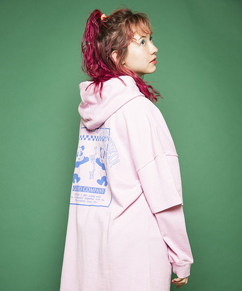 Candy Stripper(キャンディストリッパー)の「GOOD TIME LAYERED HOODIE ワンピース(ワンピース・レディース・ピンク/アイボリー/ブラック・2)」の3枚目の写真