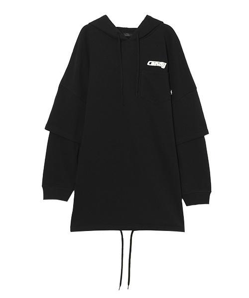 Candy Stripper(キャンディストリッパー)の「GOOD TIME LAYERED HOODIE ワンピース(ワンピース・レディース・ピンク/アイボリー/ブラック・2)」の2枚目の写真