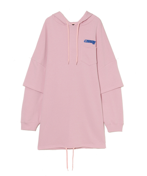 Candy Stripper(キャンディストリッパー)の「GOOD TIME LAYERED HOODIE ワンピース(ワンピース・レディース・ピンク/アイボリー/ブラック・2)」の13枚目の写真