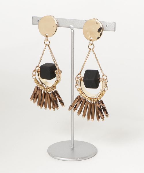 YECCA VECCA（イェッカヴェッカ）の「ビーズフリンジイヤリング（イヤリング・レディース・ブラック/ブラウン/アイボリー・FREE）」の3枚目の写真