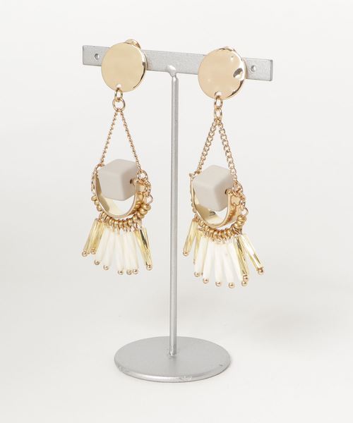 YECCA VECCA（イェッカヴェッカ）の「ビーズフリンジイヤリング（イヤリング・レディース・ブラック/ブラウン/アイボリー・FREE）」の2枚目の写真