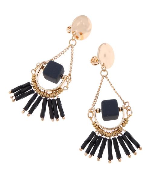 YECCA VECCA（イェッカヴェッカ）の「ビーズフリンジイヤリング（イヤリング・レディース・ブラック/ブラウン/アイボリー・FREE）」の10枚目の写真