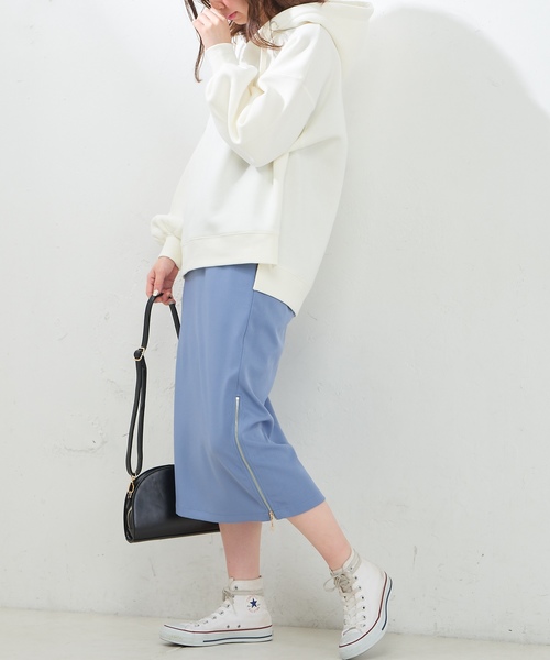 natural couture（ナチュラルクチュール）の「裏起毛キーネックパーカー（スウェット・レディース・オフホワイト/スミクロ/ベージュ/グリーン・FREE）」の18枚目の写真