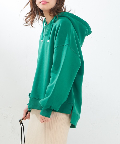 natural couture（ナチュラルクチュール）の「裏起毛キーネックパーカー（スウェット・レディース・オフホワイト/スミクロ/ベージュ/グリーン・FREE）」の13枚目の写真