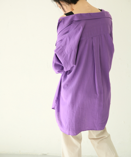 LOWRYS FARM(ローリーズファーム)の「フレンチリネンCPOシャツ 831450(シャツ/ブラウス・レディース・ブラック/ベージュ/パープル/ブラウン・FREE)」の15枚目の写真