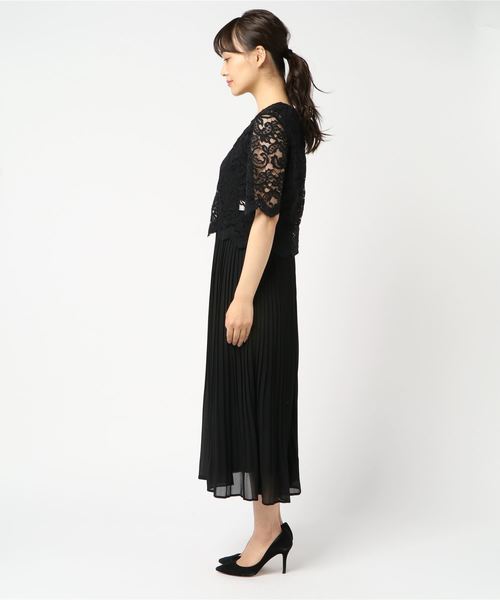 TRUDEA(トルディア)の「レースブラウス付きロングプリーツワンピース / 結婚式・成人式・謝恩会ワンピース・パーティードレス(ドレス・レディース・ブラック/ネイビー・LARGE/MEDIUM/X-LARGE)」の4枚目の写真