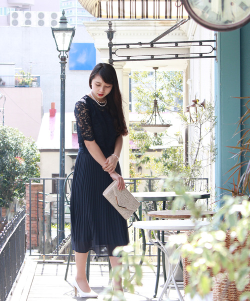 レースブラウス付きロングプリーツワンピース 結婚式 成人式 謝恩会ワンピース パーティードレス ドレス Trudea トルディア のファッション通販 Zozotown