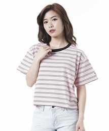 【OP】レディースボーダー半袖Tシャツ/ショート丈 ボーダー ヴィンテージ風