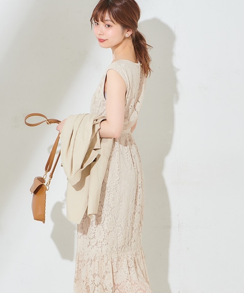 natural couture（ナチュラルクチュール）の「細ベルト付きレースロングワンピース（ワンピース・レディース・ブラック/ベージュ/イエロー・FREE）」の10枚目の写真
