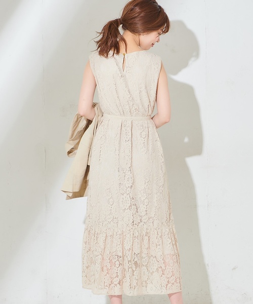 natural couture（ナチュラルクチュール）の「細ベルト付きレースロングワンピース（ワンピース・レディース・ブラック/ベージュ/イエロー・FREE）」の11枚目の写真