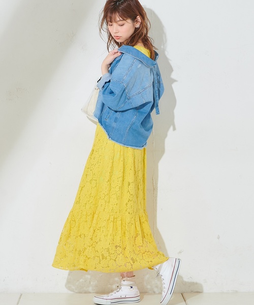 natural couture（ナチュラルクチュール）の「細ベルト付きレースロングワンピース（ワンピース・レディース・ブラック/ベージュ/イエロー・FREE）」の13枚目の写真