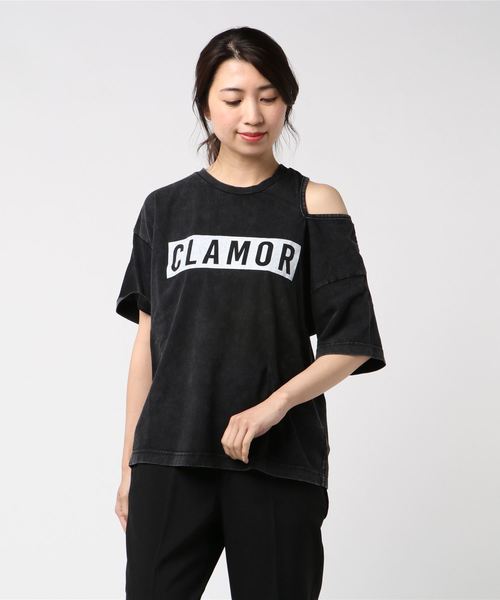 GGD（ジージーディー）の「Roger&Raw/アシメ肩開きロゴT（Tシャツ/カットソー・レディース・ホワイト/ブラック・M）」の6枚目の写真