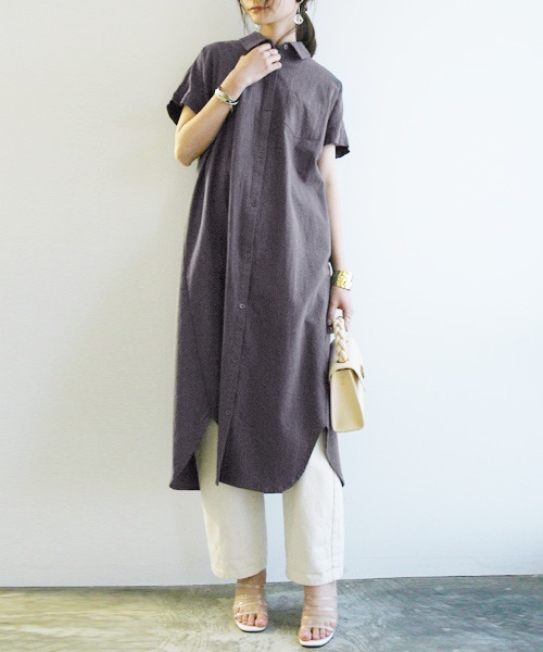 and it_（アンドイット）の「スキッパー＆ベーシックロングシャツワンピース（シャツワンピース・レディース・グレー系3/ブラック系3/ホワイト系3/カーキ系3/ホワイト系4/ブラック系4/グレー系4/カーキ系4/ホワイト系1/ホワイト系2/カーキ系2/カーキ系1/グレー系2/グレー系1/ブラック系2/ブラック系1・M/L/M-Long/L-Long）」の12枚目の写真
