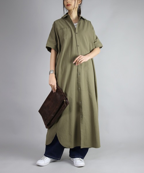 セール】スキッパー＆ベーシックロングシャツワンピース（シャツ