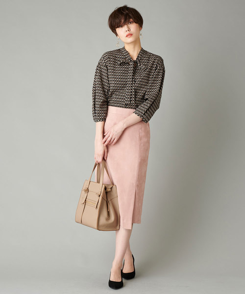 un dix cors(アンディコール)の「フェイクスエードタイトスカート(スカート)」|ピンク