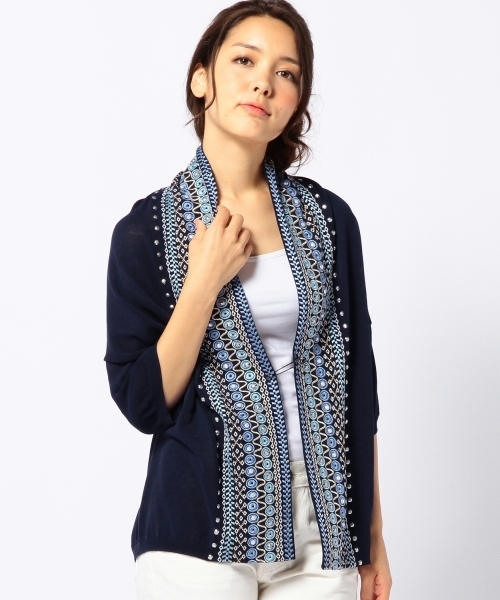 Another Edition(アナザーエディション)の「AE シシュウ ソウショク CGN ◆(カーディガン/ボレロ・レディース・ベージュ/ネイビー/ライトグレー・フリー)」の3枚目の写真