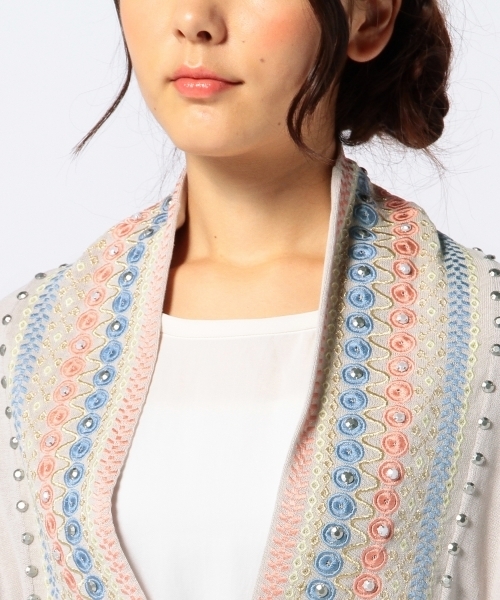 Another Edition(アナザーエディション)の「AE シシュウ ソウショク CGN ◆(カーディガン/ボレロ・レディース・ベージュ/ネイビー/ライトグレー・フリー)」の14枚目の写真