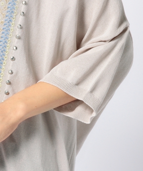 Another Edition(アナザーエディション)の「AE シシュウ ソウショク CGN ◆(カーディガン/ボレロ・レディース・ベージュ/ネイビー/ライトグレー・フリー)」の15枚目の写真