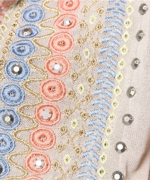 Another Edition(アナザーエディション)の「AE シシュウ ソウショク CGN ◆(カーディガン/ボレロ・レディース・ベージュ/ネイビー/ライトグレー・フリー)」の12枚目の写真