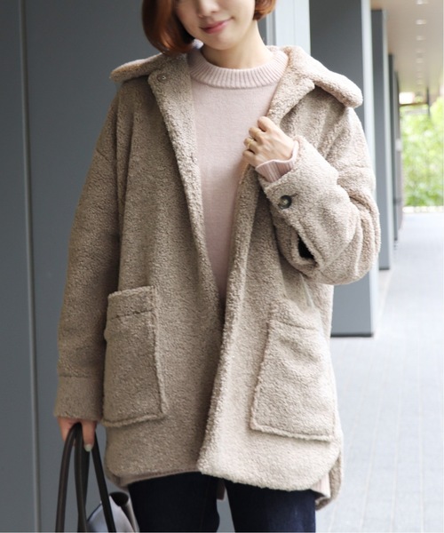 journal standard L'essage(ジャーナルスタンダードレサージュ)の「ECOPELボアブルゾン◆(ブルゾン・レディース・ブラック/ベージュ・FREE)」の2枚目の写真