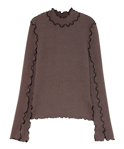 Candy Stripper（キャンディストリッパー）の「WAVY RIB トップス（Tシャツ/カットソー・レディース・ブラック/ベージュ/ブラウン・2）」の2枚目の写真