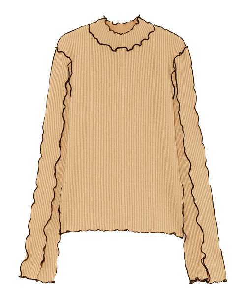 Candy Stripper（キャンディストリッパー）の「WAVY RIB トップス（Tシャツ/カットソー・レディース・ブラック/ベージュ/ブラウン・2）」の5枚目の写真