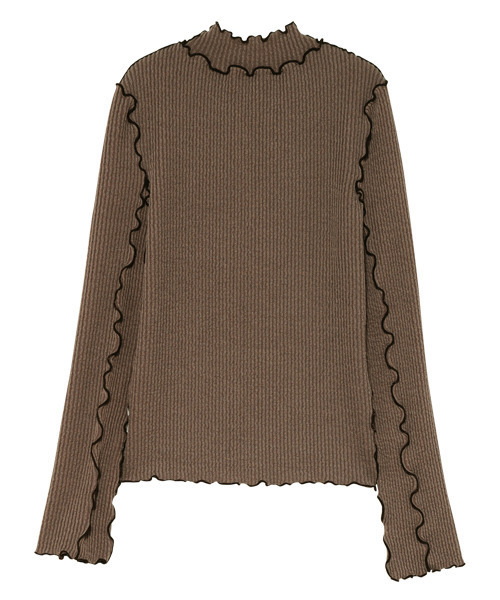 Candy Stripper（キャンディストリッパー）の「WAVY RIB トップス（Tシャツ/カットソー・レディース・ブラック/ベージュ/ブラウン・2）」の6枚目の写真