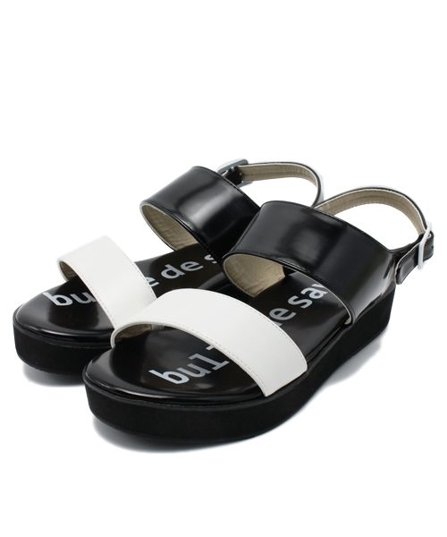 bulle de savon（ビュルデサボン）の「配色厚底          サンダル（サンダル・レディース・ホワイト/レッド・SMALL）」の2枚目の写真