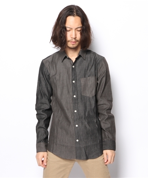 WEGO(ウィゴー)の「WEGO/クレイジーデニムシャツ(シャツ/ブラウス・メンズ・ブラック/ブルー・LARGE/MEDIUM)」の9枚目の写真