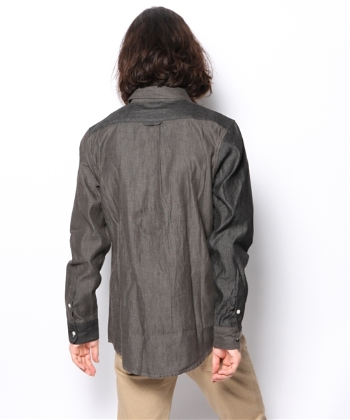 WEGO(ウィゴー)の「WEGO/クレイジーデニムシャツ(シャツ/ブラウス・メンズ・ブラック/ブルー・LARGE/MEDIUM)」の4枚目の写真