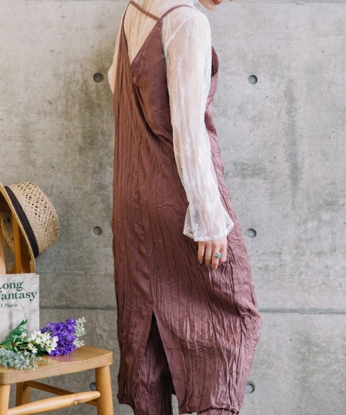 Mysa&Liina(ミーサリーナ)の「クリンクルキャミワンピース(ワンピース・レディース・オフホワイト/ピンク/ブルー/ブラウン・M)」の14枚目の写真