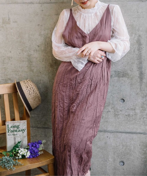 Mysa&Liina(ミーサリーナ)の「クリンクルキャミワンピース(ワンピース・レディース・オフホワイト/ピンク/ブルー/ブラウン・M)」の16枚目の写真